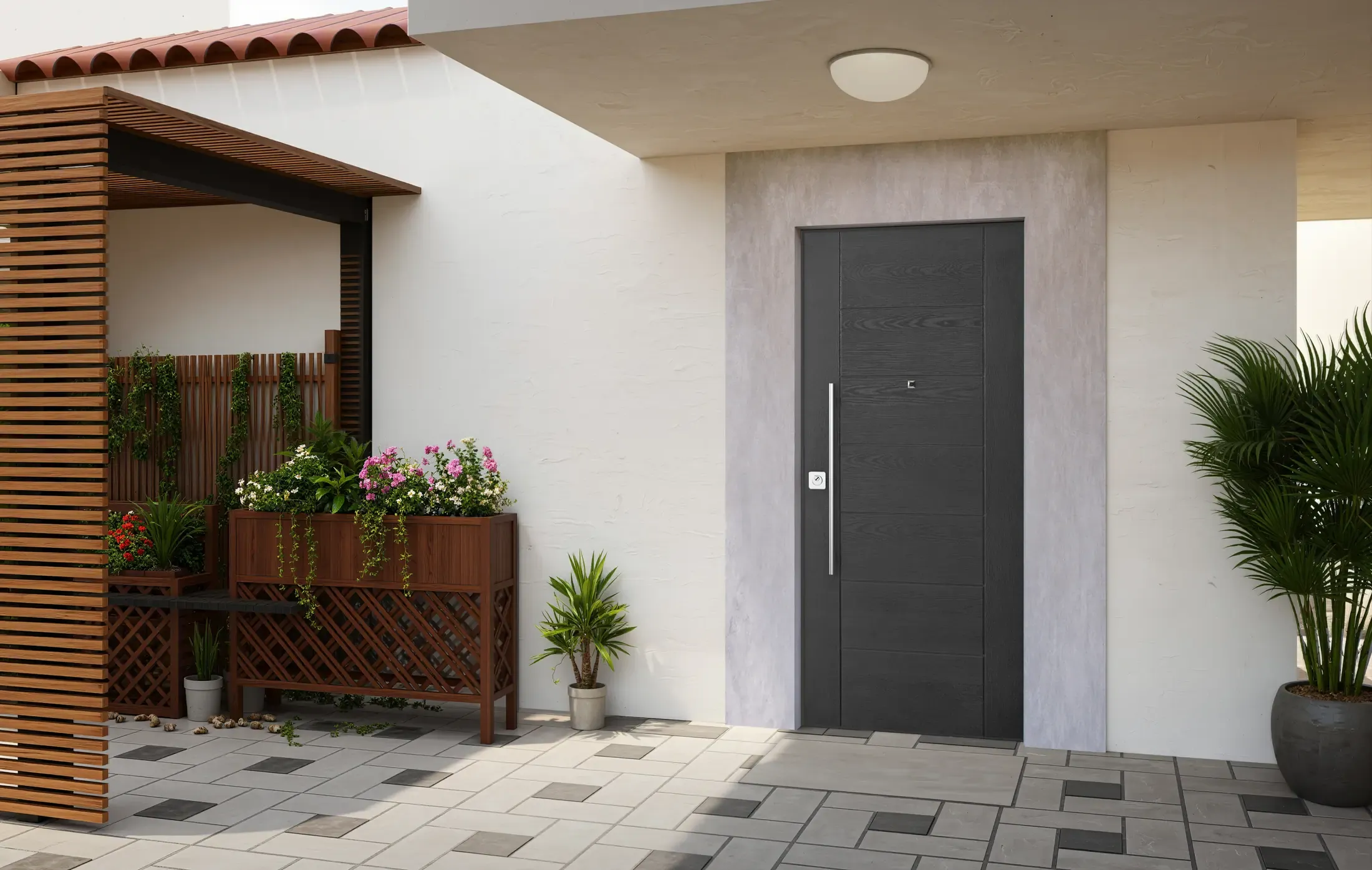 Puerta BUNKER Helios en exterior — fibra de vidrio