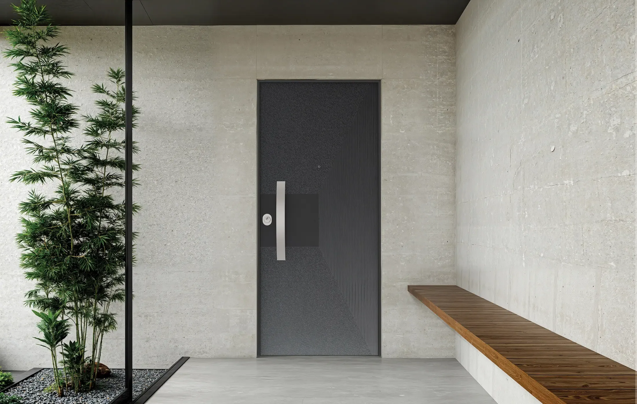 Puerta BUNKER Lux en exterior — aluminio